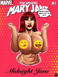 1girls big_breasts bombartist breasts breasts_bigger_than_head censored_nipples female female_only human human_only light-skinned_female light_skin marvel marvel_comics mary_jane_watson red_hair spider-man_(series)