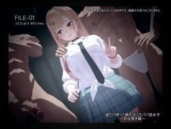 1girls 3boys 3d afninja animated blonde_hair breasts camera choker earrings forced_smile gyaru hand_on_shoulder imminent_gangbang imminent_rape japanese_text kitagawa_marin large_breasts long_hair looking_at_viewer mmd necktie nervous ntr penis recording red_eyes school_uniform skirt smile sono_bisque_doll_wa_koi_wo_suru sound tagme translation_request v vhs video