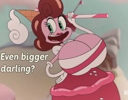 artist_request baroness_von_bon_bon big_ass big_breasts clothed cuphead_(game) female female_only the_cuphead_show