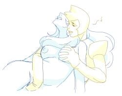 areolae biting_lip blue_diamond_(steven_universe) cartoon_network chubby chubby_female closed_eyes clothed_female_nude_female diamond_authority fangs fingering fingering_from_behind fingering_partner gem_(species) gloves grabbing_breasts imminent_orgasm long_hair looking_pleasured looking_up musical_note nipples open_mouth outline raised_eyebrows ruthion69 shaded short_hair singing sketch steven_universe twisted_torso yellow_diamond_(steven_universe) yuri