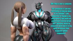 2girls 3d athletic athletic_female big_breasts blonde_hair bottom_heavy breasts busty cleavage curvaceous curvy curvy_figure cyberdragon cybernetic cybernetics dialogue digital_media_(artwork) dragon dragon_humanoid english english_dialogue english_text enhanced_breasts eyebrows eyelashes eyes female female_focus female_only fit fit_female hair hannah_reese hips hourglass_figure huge_breasts human humanoid large_breasts legs light-skinned_female light_skin lips long_hair mature mature_female original original_character original_characters round_breasts scalie scalie_humanoid sevenarts synthetic text thesevenartsx thick thick_legs thick_thighs thighs toned toned_female top_heavy unit_67-onyx upper_body voluptuous waist wide_hips