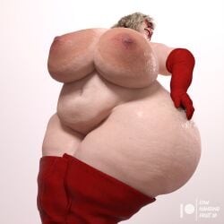 3d 3d_(artwork) ass bbw big_ass big_breasts blonde_hair blue_eyes breasts daz3d daz_studio fat_ass female gilf granny hand_on_butt hand_on_hip hips large_ass large_breasts looking_at_viewer lowhangingfruit3d_(artist) mature_female obese old_woman original_character overweight overweight_female pinup solo solo_female solo_focus spider-gran_(lhf3d) superhero superhero_costume superheroine sweat sweating thick_ass wide_hips