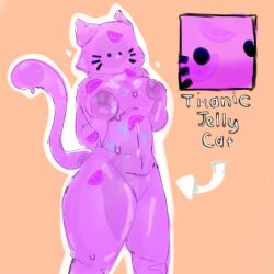 1girls bald black_eyes breasts cat_ears cat_tail chubby feline furry jelly lmaofurr pet_simulator_x pink_body roblox roblox_game self_upload slime slimecat tagme thick_thighs titanic_jelly_cat