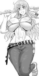 1girls 2023 big_breasts bikini bikini_top black_and_white clothing female female_focus female_only huge_breasts jeans jet_puri large_breasts long_hair massive_breasts midriff monochrome nami nami_(one_piece) one_piece post-timeskip small_waist smiling solo solo_female solo_focus standing striped_bikini thick_thighs toned toned_female tummy wide_hips