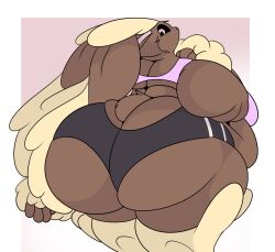 ass_cleavage ass_eating_shorts big_ass big_belly big_breasts breasts bubble_butt butt_crack castdraws_(artist) fat female huge_ass looking_back lopunny overweight overweight_female pokémon_(species) pokemon pokemon_(species) shorts sports_bra sports_shorts sportswear thick_thighs tight_clothing tight_fit wide_hips