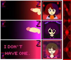 1girls 2boys 2d 2d_(artwork) 2d_artwork balls bete_noire color dark_zixy glitchtale medium_penis oc penis penis_size_chart pixel_(artwork) pixel_art self_upload small_penis text uncensored uncensored_penis undertale undertale_(series) undertale_au z!betty zixy zixy_oc