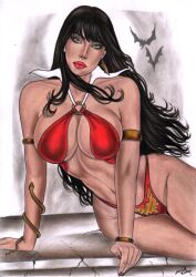 1girls 2023 black_hair curvaceous curvy_female dynamite_comics ed_benes_studio female_focus female_only hi_res huge_breasts looking_at_viewer solo_female solo_focus vampirella voluptuous_female