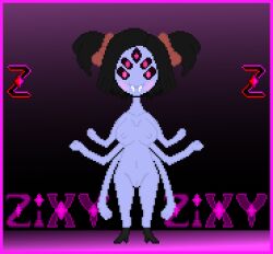 2d 2d_(artwork) 2d_artwork 5_eyes 6_arms anthro anthro_only arachnid black_sclera blush breasts color fangs female female_only muffet multi_arm multi_eye multi_limb naked nude pixel_(artwork) pixel_art purple_skin pussy ribbons self_upload smile solo solo_female spider spider_humanoid tagme uncensored uncensored_breasts uncensored_vagina undertale undertale_(series) undertale_fanfiction zixy