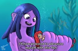 2girls artist_name artist_signature blue_eyes blush chelsea_(ruby_gillman) female female_only giantess i'll_now_proceed_to_pleasure_myself_with_this_fish imminent_sex kraken_(ruby_gillman) meme nervous ruby_gillman ruby_gillman,_teenage_kraken scared size_difference toony tullymonst3r