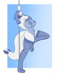 2d 2d_(artwork) anthro anthro_only anthrofied dima_(artist) female female_focus female_only lugia naked naked_female nsfw nude nude_female pokemon pokemon_(species) simple_background solo solo_female solo_focus stripper_pole tagme thick_thighs thighhighs white_border