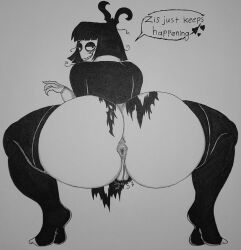 adult_swim big_ass big_breasts creepy_susie goth looking_at_viewer nutboiart8008 squatting tagme the_oblongs traditional_media_(artwork) wardrobe_malfunction