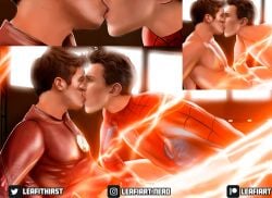 2boys abs actor arrowverse barry_allen boner celebrity crossover dc erect_penis erection gay grant_gustin hard_on human human_only in_character leafithirst light-skinned_male light_skin lightning male male_only marvel marvel_cinematic_universe men_kissing muscular muscular_male pecs penis_out peter_parker smooth_chest smooth_skin spider-man spider-man_(series) spider-man_(tom_holland) the_flash the_flash_(series) tom_holland yaoi