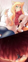 female female_pred giantess macro macro/micro macro_female micro oral_vore stomach swallowed_whole tiny unaware vore