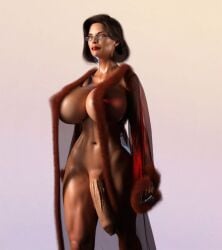 1futa 3d casual casual_nudity eyewear flaccid foreskin futa_only futanari huge_cock human intersex milf mostly_nude mother nude nude_futanari outerwear pale_skin penis serge3dx solo