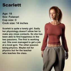 1futa 3d bulge cameltail character_profile character_sheet english_text flaccid futa_only futanari ginger huge_cock implied_futanari ponytail scarlett_(serge3dx) serge3dx solo solo_futa sweatpants tagme teenager