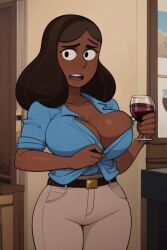 1girls 2023 ai_generated alcohol background big_breasts breasts brown_hair clothed_female dark-skinned_female dark_skin detailed_background doublequack fancy_clothing indian indian_female long_hair looking_at_viewer mature_female milf priyanka_maheswaran solo solo_female solo_focus stable_diffusion steven_universe undressing voluptuous voluptuous_female wide_hips wine wine_glass