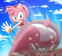 amy_rose building buildings eggman_logo explosion female furry giantess hyper_ass macro pink_fur rockets sega sonic_(series) thedaibijin