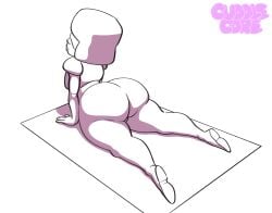 1girls ass ass_focus big_ass bottom_heavy bubble_butt cartoon_network clothed clothing cuddlecore dat_ass female female_focus female_only garnet_(steven_universe) huge_ass looking_back lying_down lying_on_stomach milf pinup solo solo_female steven_universe thick_ass thick_lips thick_thighs white_background wide_hips yoga