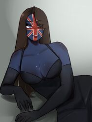 blue_body blue_skin countryhumans countryhumans_girl dress eyebrows_visible_through_hair female female_only gloves gray_background idkcocco lipstick long_hair medium_breasts red_lipstick simple_background united_kingdom_(countryhumans)