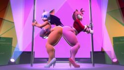 3d 3d_model amy_rose animated big_ass big_breasts dildo double_dildo duo female high_heels mobian mobian_(species) mobian_bat mp4 no_sound rouge_the_bat sega sex_toy sonic_(series) sonic_adventure_2 sonic_the_hedgehog_(series) stage stripper_pole tagme thick_thighs tradelt video wide_hips