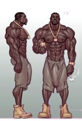 african_male bulge_down_leg bulge_through_clothing character_sheet cigarette coxville_stories dark-skinned_male giant hazel_eyes lowbeam male_only muscle muscular_male theofficialpit