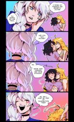 3girls black_hair blake_belladonna blonde_hair blue_eyes blush breast_grab breasts canon_couple caught closed_eyes clothed_sex comic cunnilingus english_text faunus fingering_nipple flicking flicking_nipples fondling_breast fondling_nipple groping_from_behind hand_on_another's_shoulder hand_on_breast hands_on_breasts humor implied_cunnilingus kemonomimi kissing kiyomi_des leg_grab legs_up looking_at_another mechanical_arm multiple_girls naughty_face nipple_fingering nipple_fondling no_bra oblivious one_eye_closed partially_clothed purple_eyes rwby teasing_breasts teasing_nipple teasing_nipples text trembling undressing weiss_schnee white_hair yang_xiao_long yellow_eyes yuri