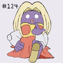 1:1 5_toes ambiguous_gender anthro blonde_hair digital_media_(artwork) feet foot_fetish foot_play footjob generation_1_pokemon genitals hair hashtag hi_res id_number jynx male nintendo number penis pokemon pokemon_(species) secretsableye sex simple_background text toes ugly