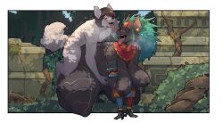 <3_eyes absurd_res all_fours anthro areola ass aztec big_breasts black_nose blue_eyes blush bodily_fluids breasts canid canine canis cumbread dan_darkheart digital_media_(artwork) doggy_style domestic_dog duo eztli_(doggod.va) feathered_headdress female forest from_behind_position fur hair hairless hairless_dog heart hi_res huge_breasts jewelry jungle male male/female male_penetrating mammal nipples nude open_mouth original original_character original_characters penetration plant primitive_dog sex thick_thighs tree wolf xoloitzcuintli