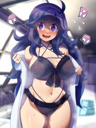 1girls 2023 3:4 ? ahoge bikini blush breasts cleavage clothing coat embarrassed eyes_visible_through_hair female female_only flying_sweatdrops frilled_bikini frills hex_maniac highres huge_breasts indoors konpeto long_hair looking_to_the_side matching_hair/eyes messy_hair navel nintendo open_clothes open_coat open_mouth pokemon pokemon_xy pool purple_bikini purple_eyes purple_hair smile solo speech_bubble spoken_question_mark standing steam steaming_body sweat sweatdrop swimming_pool swimsuit that_pool thick_thighs thigh_gap thighs tongue very_long_hair