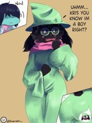 big_ass clovernuts condom deltarune femboy fur furry glasses goat kris_(dark_world_form) kris_(deltarune) ralsei ralsei_with_black_fur tomgirl video_game_character video_games