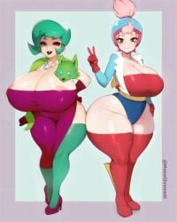 2girls ai_generated areolae ass_bigger_than_head big_areola big_ass big_breasts big_butt black_eyes black_lips black_lipstick blue_sleeves boots brawl_stars breasts_bigger_than_head curvy curvy_body curvy_female curvy_figure curvy_hips dick_sucking_lips dress duo female female_only gigantic_ass gigantic_breasts gigantic_butt gloves green_hair green_stockings hand_behind_back hand_on_hip helmet huge_ass huge_breasts huge_butt hyper_ass hyper_breasts hyper_butt janet_(brawl_stars) jewelry large_areolae large_ass large_breasts large_butt light-skinned_female light_skin lips lipstick lola_(brawl_stars) long_gloves long_hair looking_at_viewer makeup mole mole_under_mouth monochrome_ai pink_hair purple_dress purple_gloves purple_shoes red_boots red_gloves shoes slim_waist standing stockings supercell thick thick_thighs tight_clothing voluptuous voluptuous_female wide_hips