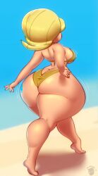 1girls ass ass_cleavage ass_tattoo barefoot beach big_ass bikini blonde_hair bottom_heavy breasts bubble_butt butt_crack dat_ass dumptruck_ass fat_ass feet female female_only gold_bikini gravity_falls hand_on_hip large_ass n-kosi n-kosi_(coloring) pacifica_northwest pine_tree_(symbol) rear_view shortstack solo straight_hair swimsuit tattoo thick_ass thick_thighs thunder_thighs walking wide_hips