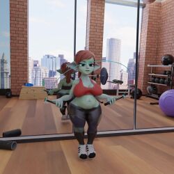 3d animated big_belly exercise female gobbo@gym goblin goblin_female green-skinned_female gym gym_clothes jump_rope mp4 no_sound ovinaxu pregnant tagme video