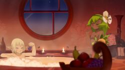 2girls accurate_art_style amalia ankama bathroom cra evangelyne female female_only green_hair heightes high_resolution multiple_girls nude_female official_art princess_amalia_sheran_sharm sadida screencap screenshot wakfu