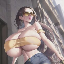 ai_generated huge_breasts long_hair op_ai sunglasses