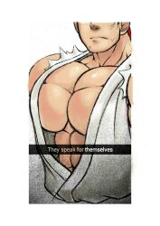 1boy abs big_pecs cleavage gay huge_pecs k-sen male_only open_robe pecs ryu solo_male street_fighter