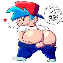 2boys anus ass backsack balls big_ass big_butt blue_hair blush blush_lines boyfriend_(friday_night_funkin) butt fat_ass fat_butt friday_night_funkin hat heart huge_ass huge_butt looking_at_viewer looking_back looking_back_at_viewer male male_only newgrounds pants_down pico's_school pico_(newgrounds) solo_focus stylesflashy thick_ass thick_butt toony young