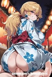 ai_generated anal areolae big_breasts blonde_hair blue_eyes earrings feet festival finger_in_mouth grinding japanese_clothes large_breasts mario_(series) princess princess_peach pussy pussyjob robosusensei sex stomach_bulge straddling teasing thighs yukata