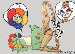 dandy's_world dandy_(dandy's_world) dyle_(dandy's_world) doggy_style femdom genderswap pegging strap-on object_head