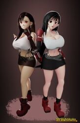 2girls 3d 3d_(artwork) blender breasts clone clothed clothed_female crop_top cute final_fantasy final_fantasy_vii huge_breasts miniskirt ps1_artstyle retro_artstyle straightasan tagme thin_waist tifa_lockhart tifa_lockhart_(1997) tifa_lockhart_90's_(style) voluptuous_female