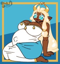 bundle-of-kinks cookie_run cookie_run_kingdom dark_skin dark_skinned_female devsisters enjoying_pregnancy looking_at_viewer mozzarella_cookie pregnant pregnant_belly pregnant_female smiling smiling_at_viewer