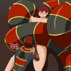 1boy 1girls aggressive aggressive_female assertive assertive_female blowjob colorful_hair coral_snake dark_skin dominant dominant_female domination fellatio femdom lamia monster_girl naga oral_sex original_character original_characters projectsubby red_hair restrained reverse_rape snake snake_girl snake_tail spiky_hair wrapped_up