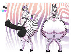 1boy anthro ass back_view balls belly big_ass big_penis black_penis chubby equine erection from_behind furry horsecock huge_ass huge_cock hyper_penis large_ass large_penis male male_only model_sheet penis solo stripes testicles thick_thighs thighs vexdemon zebra