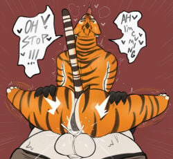 4_toes anthro anthro_on_anthro anthro_penetrated anthro_penetrating anthro_penetrating_anthro balls_deep bear big_butt black_body black_claws black_fur black_stripes bodily_fluids bottomwear bottomwear_down butt butt_grab claws clothed clothing cum cum_from_vagina cum_in_vagina cum_inside cum_splatter dialogue dreamworks duo english_text feet felid female female_penetrated finger_claws fucked_silly fur genital_fluids giant_panda grey_anus grey_bottomwear grey_clothing grey_pants hand_on_butt heart_symbol hewa huge_butt interspecies kung_fu_panda leg_grab male male/female male_penetrating male_penetrating_female mammal master_po_ping master_tigress moan orange_body orange_fur overweight overweight_anthro overweight_male pantherine pants pants_down partially_clothed penetration sex shaking speech_bubble stand_and_carry_position standing standing_sex straight_tail striped_body striped_fur stripes text thick_thighs thigh_grab tiger toes tongue tongue_out trembling vaginal vaginal_penetration white_body white_fur
