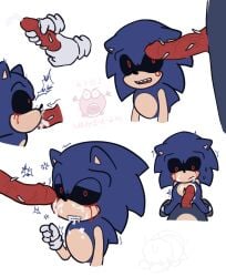 2011x 2boys animal_ears anthro belly big_penis black_sclera blowjob cowgirl_position cum fellatio furry gloves hedgehog hedgehog_boy japanese_text kolossos light-skinned_male light_skin male male/male male_only outcome_memories penis red_eyes sega sharp_teeth shoes simple_background size_difference sonic.exe_(series) sonic_(series) sonic_the_hedgehog_(series) spiked spiked_penis tagme veiny_penis white_background yaoi