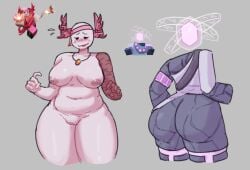 2girls areolae ass big_ass breasts chubby crossover desire_(minus_elevation) female_only hambu_5 inverted_nipples medium_breasts minus_elevation nude phighting pussy reference_image roblox roblox_game robloxian standing tagme thick_thighs thighs vinestaff_(phighting)
