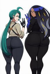 2girls ai_generated ass_chart chili_(pokemon_sv) geeta_(pokemon) novelai omodaka_(pokemon) pokemon pokemon_sv rika_(pokemon)