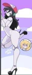 2026 2girls android ass big_ass big_breasts blush breasts breasts_against_wall cave_story curly_brace genderswap_(mtf) heels high_heels joints nude nude_female one_leg_up quote_(cave_story) robot robot_girl robot_joints rule_63 tagme thighs zedrin