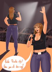 2020 braless brown_hair comic crowd crowd_watching green_eyes jeans milk_plague-city_hall_incident page_1 text votakwot