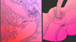 1girls anus areolae belly blue_eyes erect_nipples female helpless imminent_penetration imminent_rape imminent_sex inner_thighs labia mound_of_venus nipples nude oppai pink pink_hair puffy_nipples pussy rape restrained scared sequence sex spread_legs tentacle two_panel_image vaginal_penetration